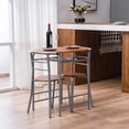 thumbnail image 3 of FCH 3 Piece Small Dining Table Set for 2, Oval Coffee & Breakfast Nook Table with 2 Chairs, Kitchen Set with Shelve, for Small Places, Apartment, Bistro, Place Saving, Wooden & Mental, Orange Brown, 3 of 9