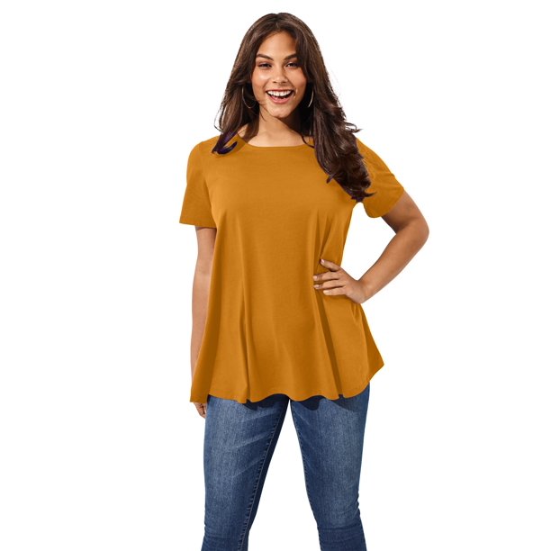 Roaman's - Roaman's Women's Plus Size Swing Ultimate Tee with Keyhole ...