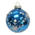 thumbnail image 4 of Kurt Adler 80MM Blue and Silver Glitter Snowflake Glass Ball Ornaments, 6 Piece Box, 4 of 4