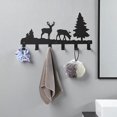 thumbnail image 6 of IVV Metal Wall-Mounted Key Holder – 6-Hook Cold-Rolled Steel Rack for Clothes, Bags & Keys, Elk & Doe Accent, 13.66"W, Black, 6 of 9