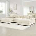 thumbnail image 3 of FFH 130" Oversized Sectional Sofa, Modern U-Shaped Modular Sectional Couches for Living Room, 3-Seater Cloud Sofa with Deep Seat and Movable Ottoman, Corduroy Upholstery Beige, 3 of 16