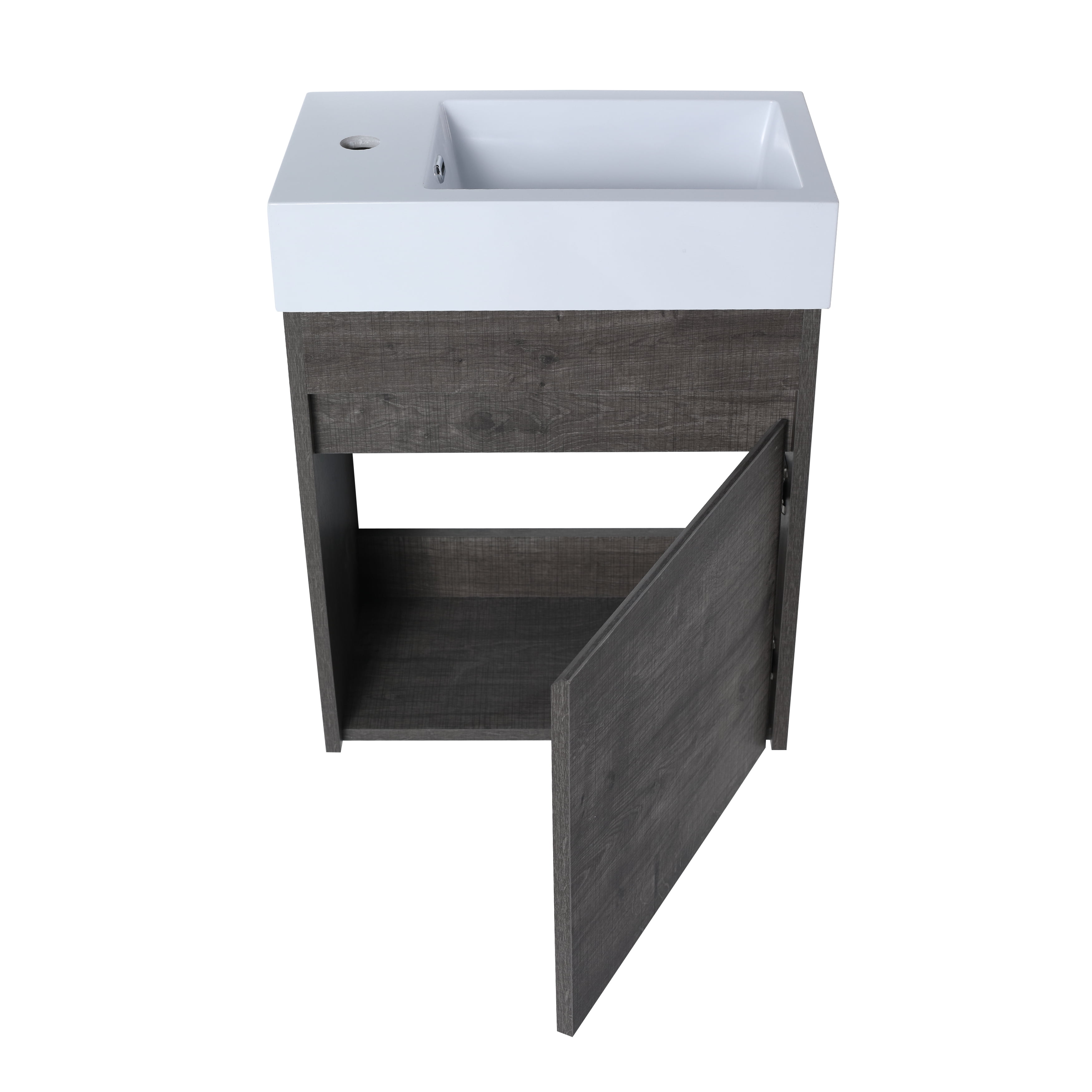 Miniyam 18" Bathroom Vanity Sink Combo for Small Space, Wall Mounted Cabinet Set with Resin Basin Sink, Gray