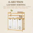 thumbnail image 6 of 3 Compartment Laundry Hamper With Shelf, 150L Large Capacity Laundry Sorter 3 Section, Laundry Hamper Basket with Shelf , Clothes Storage Organizer Cart, Pull-Out Removable And Washable Bags, Beige, 6 of 8