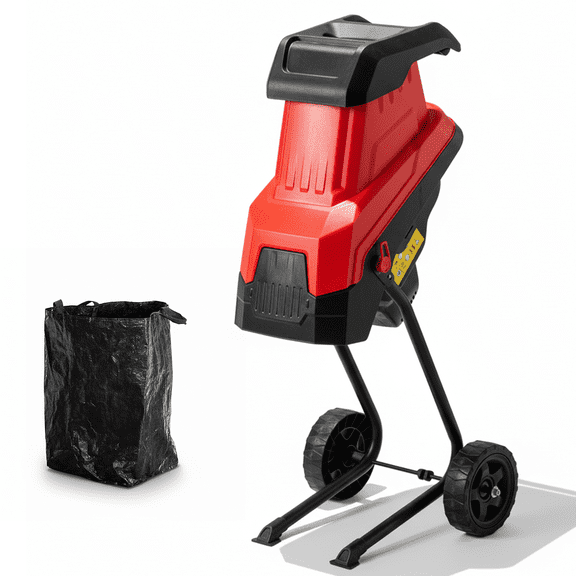 15-AMP Electric Wood Chipper Shredder, 1.8-Inch Cutting Diameter, Garden Corded Chipper with 12-Gallon Collection Bin for Mulching