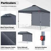 MASTERCANOPY 8 x 8ft Pop-up Canopy Tent with 1 Sidewall, Dark Gray