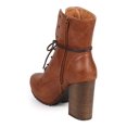 thumbnail image 3 of Qupid DB46 Women Leatherette Almond Toe Block Heel Lace Up Military Boot, 3 of 6