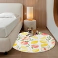 thumbnail image 2 of Summer Fruit Round Area Rug 8Ft Washable Large Circle Rugs for Living Room Dorm, Spring Botanical Lemon Peach Non-Slip Carpet Floor Mats Indoor Outdoor Carpet Runner Aesthetic Home Decor, 2 of 8