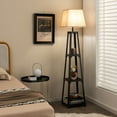 thumbnail image 4 of Gymax Trapezoidal Floor Lamp Tier Storage Lamp with Linen Shade for Bedroom Study, 4 of 10