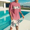 thumbnail image 2 of Wyobmus Mens Lounge Sets 2 Piece Outfits Graphic Print Short Sleeve Hawaiian Beach Shirt and Shorts Workout Tracksuit B-Pink, 2 of 5