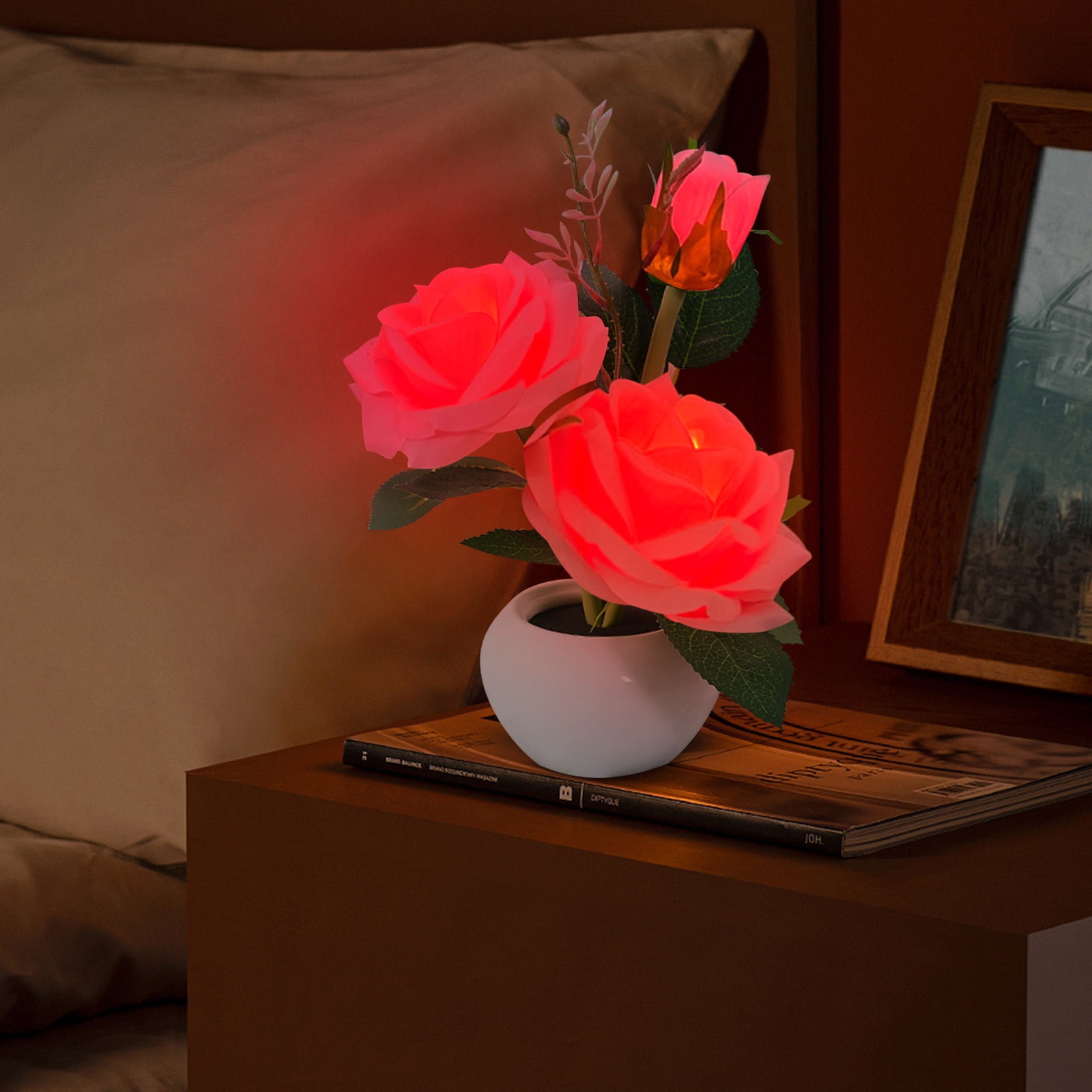 ローズのランプ Zxsyw Luminous Rose Artificial Rose Lamp Led Table Lamp Bedroom