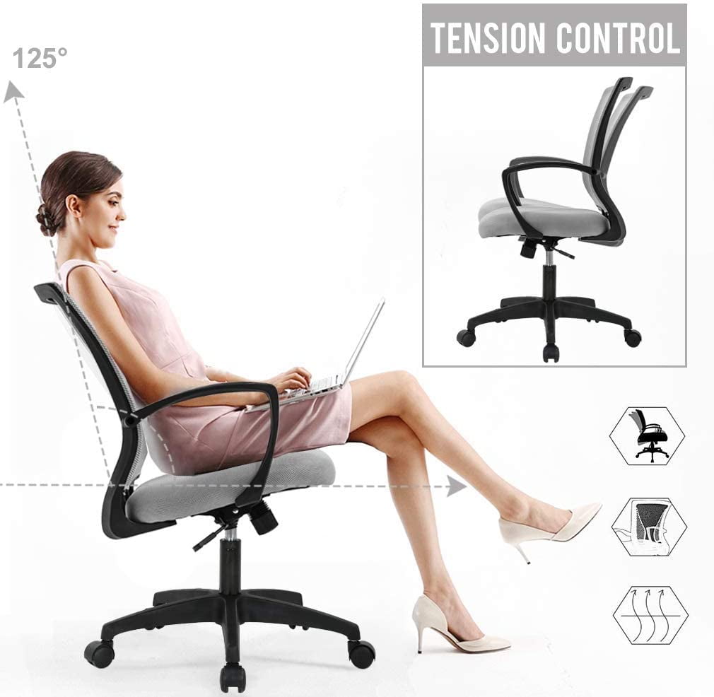 BestOffice Ergonomic Office Chair, Lumbar Support, Rolling Swivel for Men, Women(Grey)