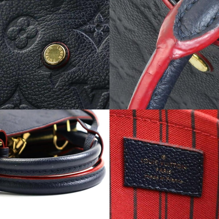 Pre Owned LOUIS VUITTON Handbag Crossbody Shoulder Bag Monogram Emprene Montaigne BB Navy Gold Women s M42747 Good