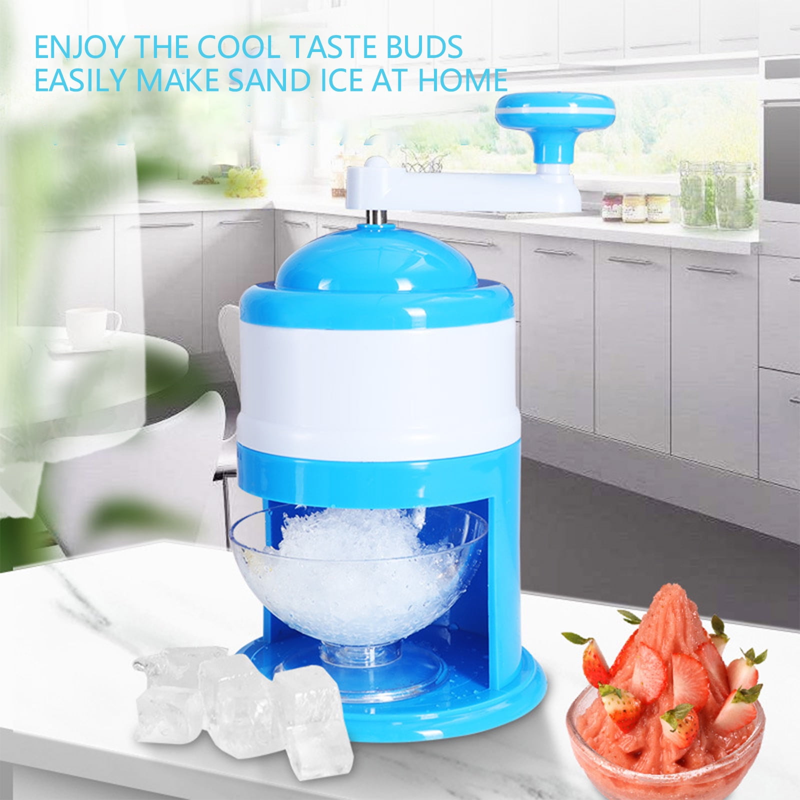 Specollect Clearance 3Pcs Rotary Ice Shaver with Handle Manual Hand Crank Snow Cone Maker Machine Qucik Shaved Ice Maker with Suction Feet, All Ice Cubes Fitted