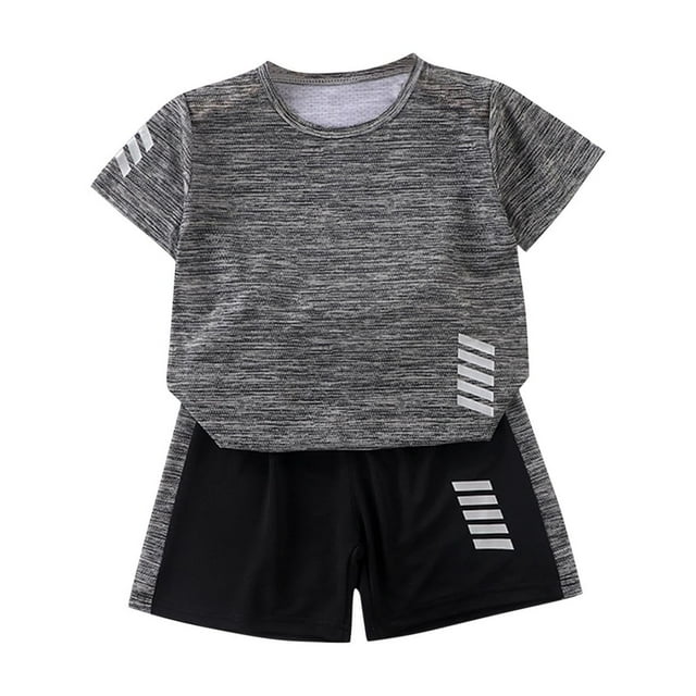 Summer Savings Clearance 2025 Bovxnpu Summer Boys Girls 2 Piece Outfits, Toddler Girls Casual Clothing Set, Fashion Boy' Casual Short Sleeve Round Neck Collar Botton Short Pants Sports Suit 4 Years