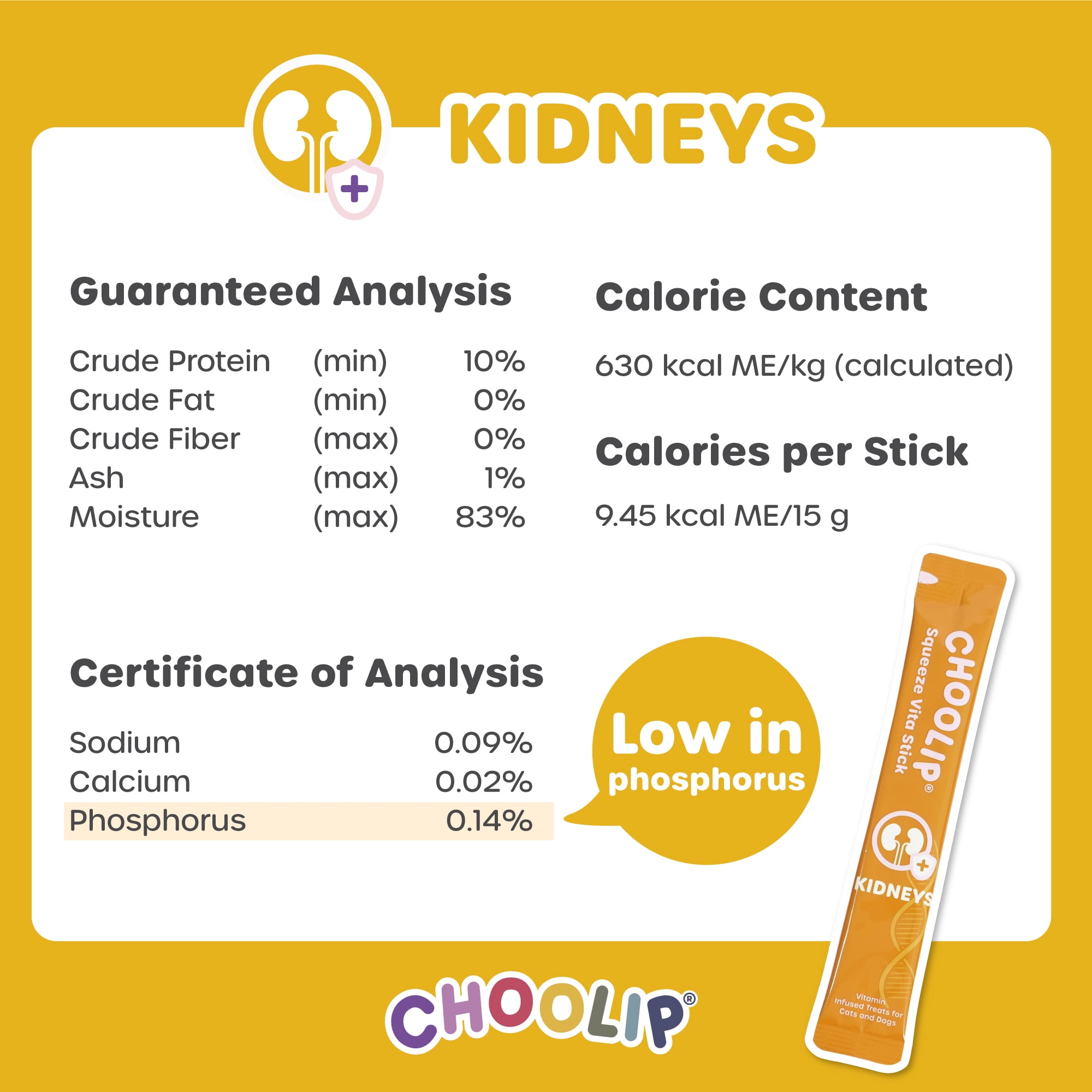 Choolip Vita Stick Kidney Support Lickable Treats for Cats & Dogs, 25.9 oz (49ct)