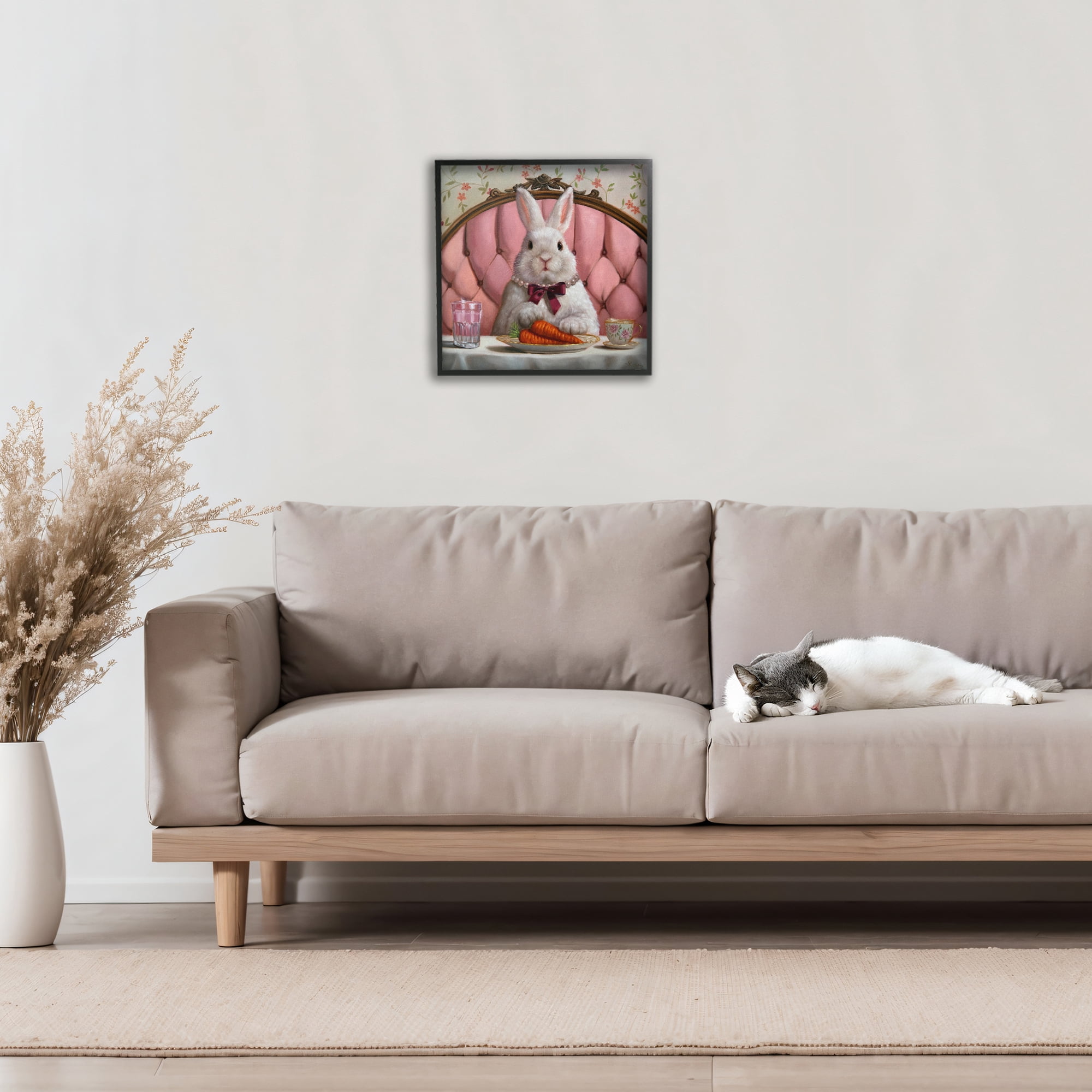 Stupell Industries Bun Appetit Rabbit Dining Black Framed Giclee Art, design by Lucia Heffernan