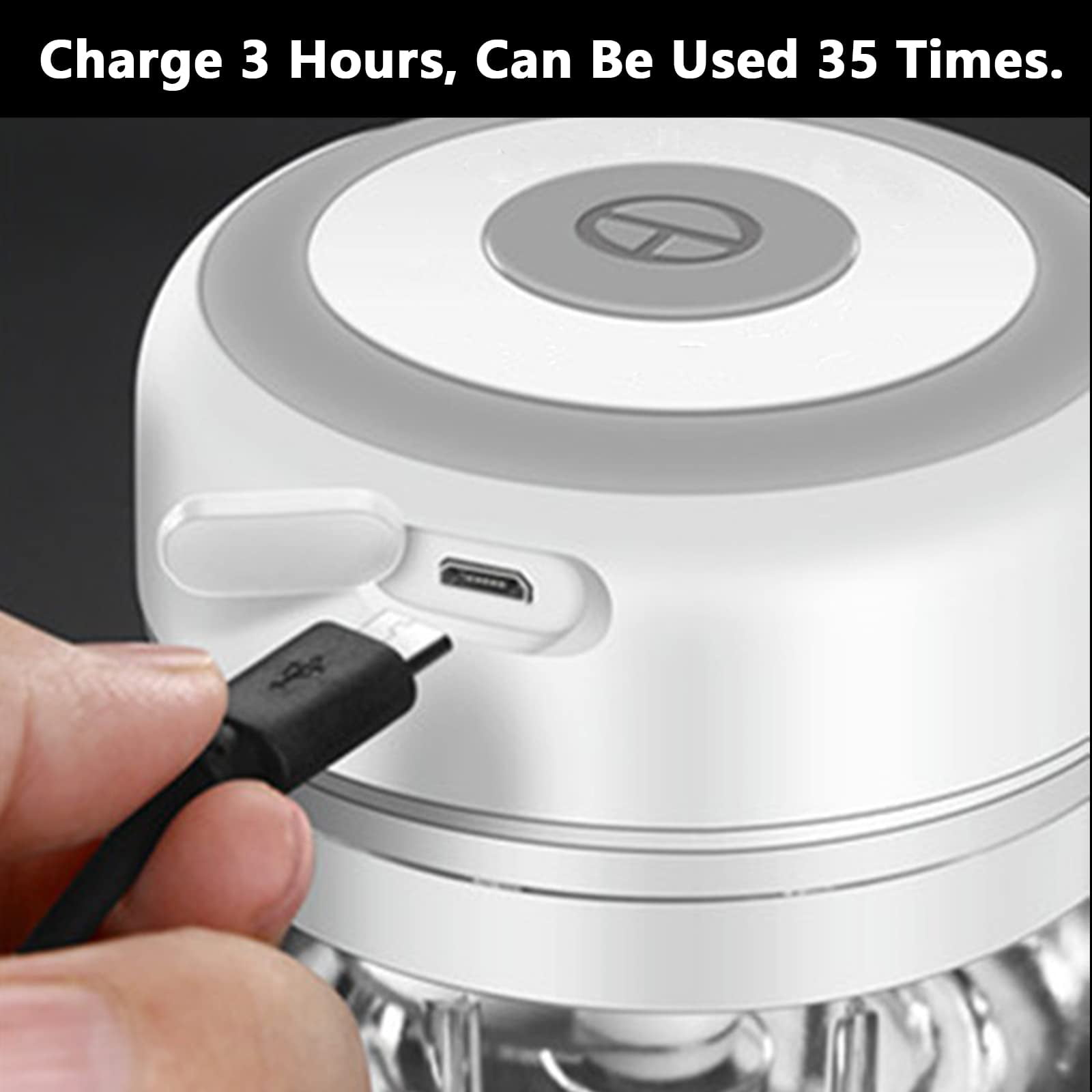 Yl-YANG Mini Electric Food Processor and Garlic Chopper - 250ML, USB Charging, 3 Blades - Perfect for Chopping Vegetable, Pepper, Onion, Garlic, Ginger, Spice, Meat, Baby Food, and More (White)