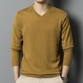 thumbnail image 3 of Men's Autumn Solid V-Neck Knitted Slim Fit Casual Long Sleeve Wool Sweater, 3 of 12