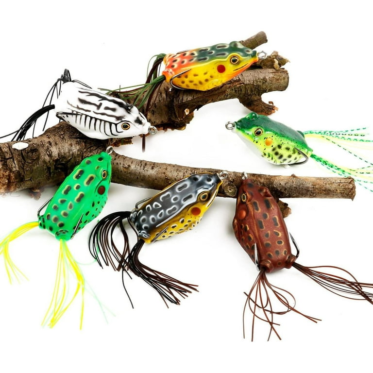 FULenQnu Frog Fishing Lure Hollow Body Frog Topwater Soft Baits Lures for  Bass Pike Snakehead Dogfish Musky (Style C -Pack of 6)