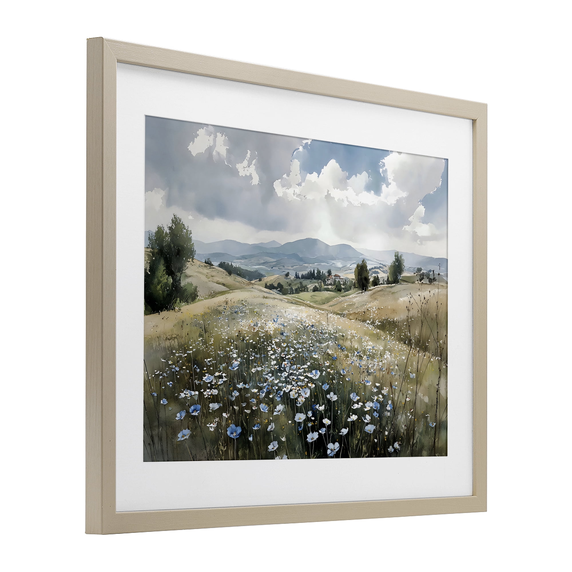 Stupell Industries Poppy Blues Across Meadow Birch Framed Print Under Glass, design by Franklyn Gregory