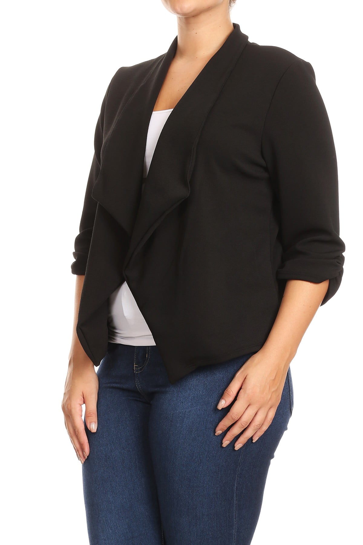 Women's Plus Size 3/4 Sleeve Casual Office Work Open Front  Blazer Jacket - image 3