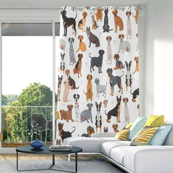 Different Cartoon Funny Dogs Blackout Curtains 84"x52" Thermal Insulated Curtain 1 Panel