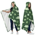 thumbnail image 2 of Wearable Blanket,DarkGreen Cartoon Dinosaurs Leaves Pattern Hooded Wearable Flannel Blanket for Adults & Teens,Winter Poncho Shawl Wrap Cape Cozy Anti-Pill,50"x60", 2 of 5