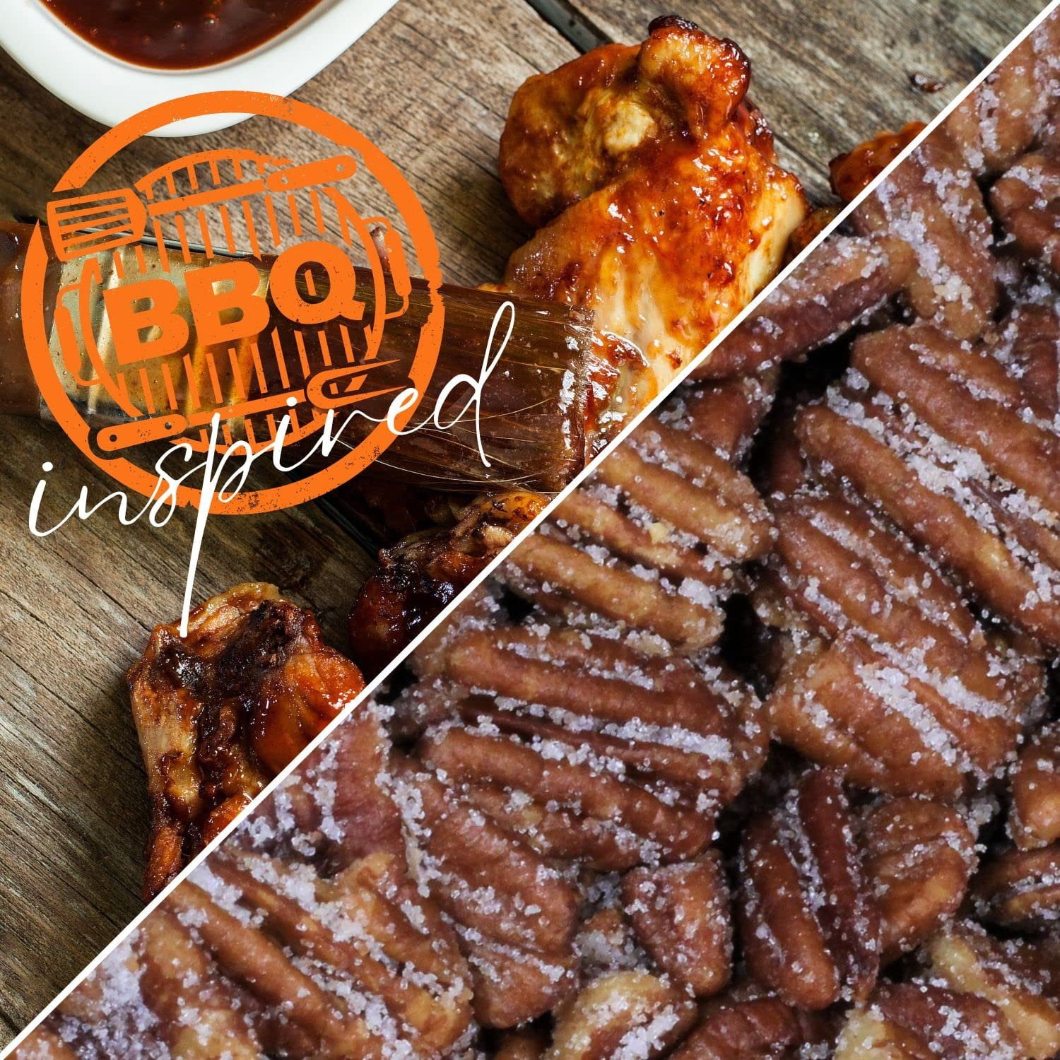 BBQ Honey Roasted Pecans by It's Delish, 10 lbs Bulk  Gourmet Pecan Nuts in Honey Sugar Coating and Barbecue Seasoning, Sweet & Savory Nut Snack - Vegan, Kosher Parve