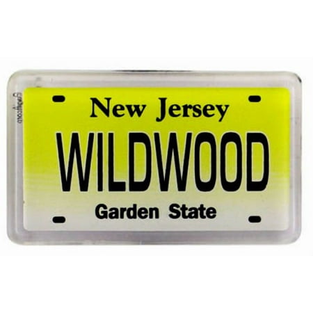 Small Acrylic Magnet - Wildwood New Jersey License Plate Small Fridge Acrylic Collector's Souvenir Magnet 2 inches X 1.25 inches