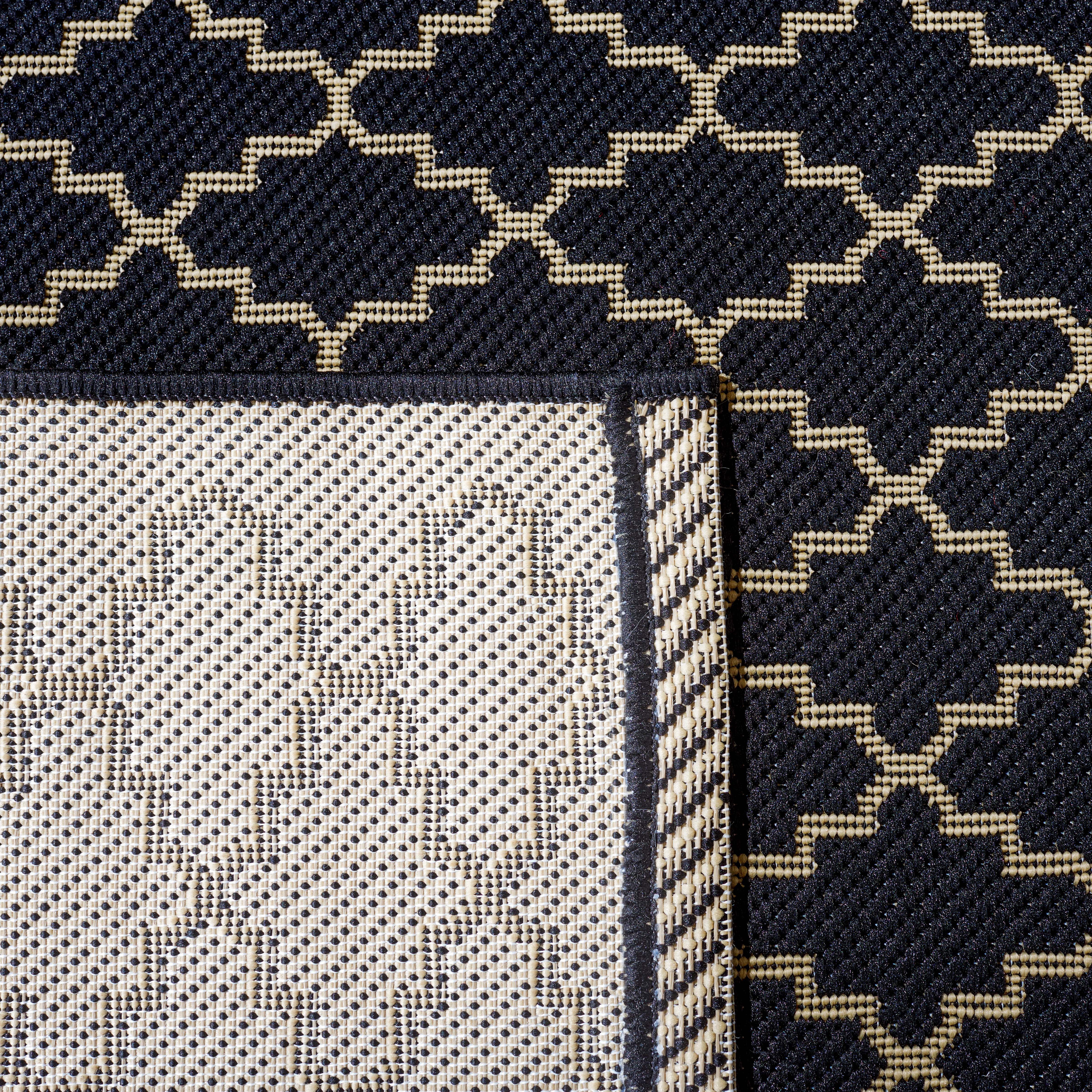 Safavieh Courtyard Hilbert Geometric Indoor/Outdoor Runner Rug, Black/Beige, 2'3" x 10'