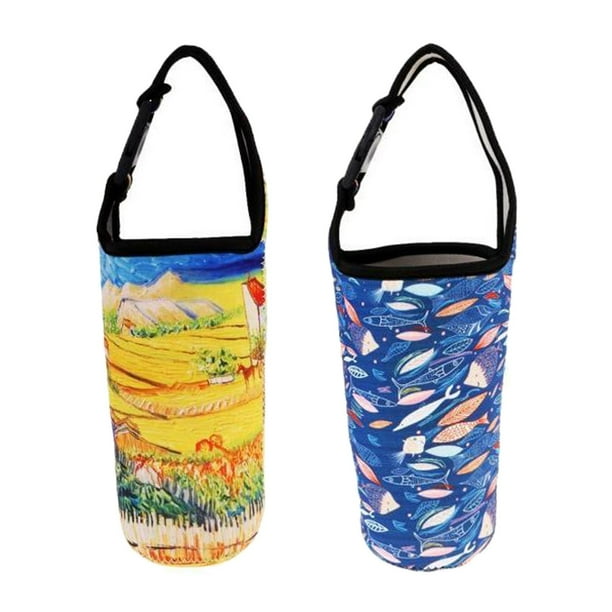 2 uds. Portavasos de neopreno aislado, soporte para tazas de café, bolsa protectora para botella de agua, funda para bebidas, funda para acampar al aire libre, viajes en bicicleta pescado y campo Baoblaze none