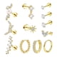 thumbnail image 1 of Set de 12 aretes casuales tipo botón para graduación, boda o aniversario. Oro, 1 of 9