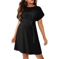 thumbnail image 1 of xiaxaixu Robe de Grossesse pour Femmes Robes d'Été Décontractées Manches Courtes Col Rond Robe de Baby Shower avec Ceinture, 1 of 7