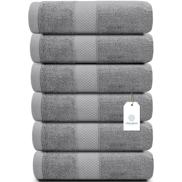 White Classic Luxury Hand Towels | Cotton Hotel spa Bathroom Towel | 16x30  | 6 Pack | Beige