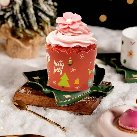 EQWLJWE Christmas Party Supplies Xmas Party Favors,Medium Size Cupcake Baking Cups Paper Liners 50 Pack Oven Safe Muffin Cups for Home Baking Party Dessert Christmas Baking Supplies