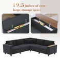 thumbnail image 6 of Modern L-Shaped Sectional Sofa, Corduroy Upholstered Modular Couch With Storage Armrest and Pillows for Living Room Office Apartment, 6 of 14