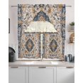 thumbnail image 2 of Boho Chic Ethnic Kitchen Curtains Sets 36 Inch Length with Valance, Orange Blue Vintage Tribes Swag Valances and Tiers Curtain Set Drapes Swag Curtains for Living Room, Bathroom, Bedroom, Cafe, 2 of 6