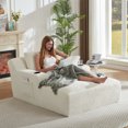 thumbnail image 6 of GNIXUU Oversized Boneless Chaise Chair Bed, Comfy Fluffy Lounge Sofas Upholstered Sleeper Sofa Couch with Throw Pillows and Armrests, Corduroy Plush Cloud Couches for Living Room, Office,White, 6 of 8