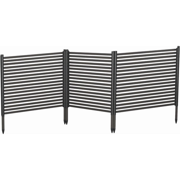 QinaQin 48x 106 Inch 3-Panel Metal Privacy Fence Panels,No-Dig Outdoor Fence,Rustproof Decorative Screen for Garden & Yard,Black
