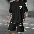 thumbnail image 2 of RUTAYY Men's Outfits Casual 2 Piece Daily Wear Letter Print Tee Shorts with Pocket Summer Daily Wear Trendy Beach Clothing Sets, 2 of 5