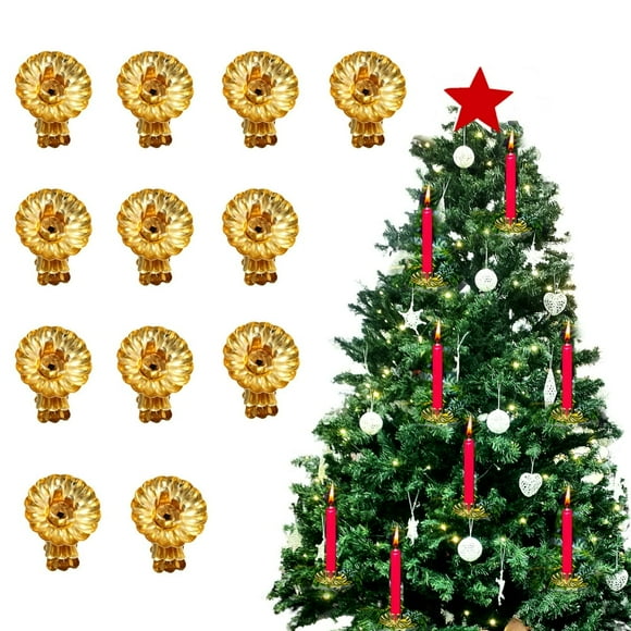 12Pcs Christmas Candle Clip Flower Shape Candle Clip Bulk Small Metal Candle Clips for Christmas Tree Christmas Birthday Party