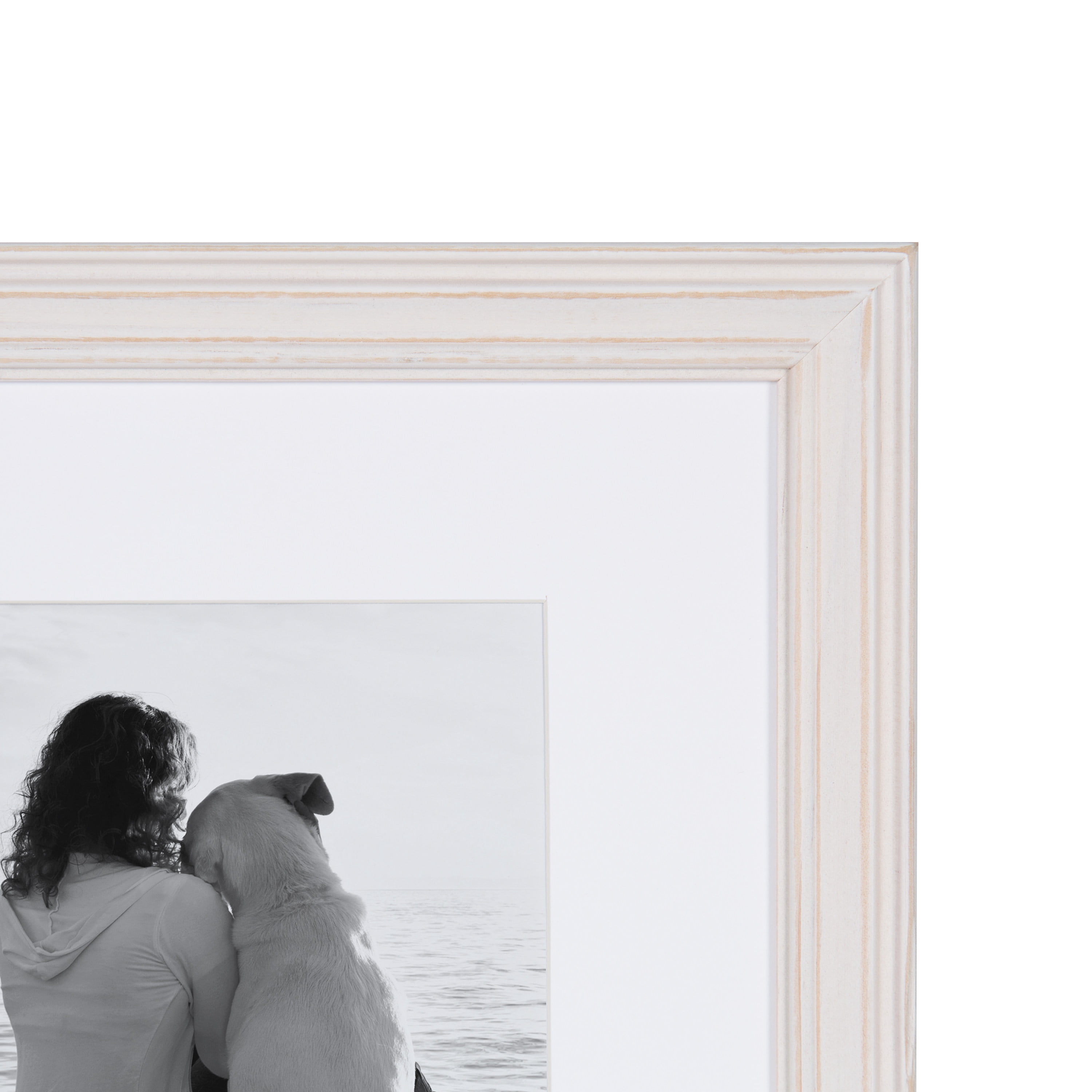 Kate and Laurel Bordeaux Modern Gallery Wall Kit, Set of 10 with Assorted Size Frames with White-Wash Finish