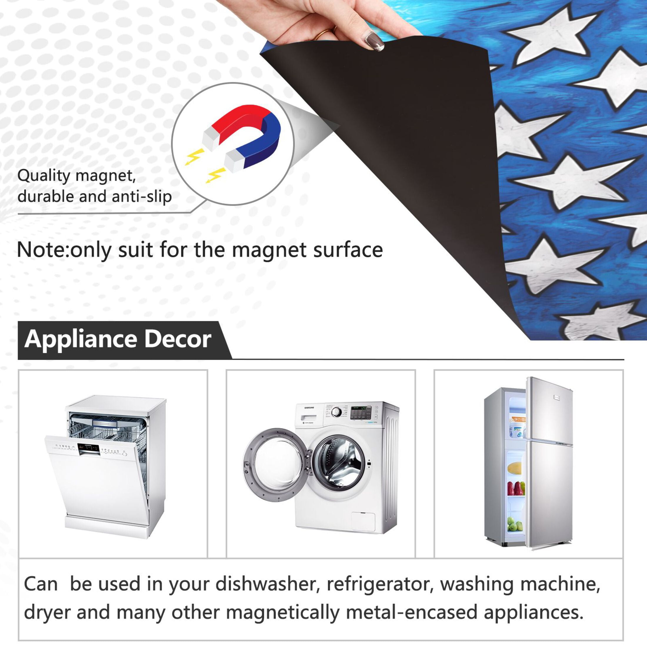 Haosy Dishwasher Magnet Cover Magnetic Fridge Door Cover Home Kitchen Decor American Flag and White House 23"x 26"