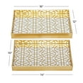 thumbnail image 4 of CosmoLiving by Cosmopolitan 14", 16"W Gold Plastic Mirrored Geometric Tray, 2-Pieces, 4 of 10