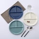 thumbnail image 3 of EeaseMX Plato de porcelana china de 20 cm, sencillo, con tres compartimentos, para desayuno, redondo, de cerámica, para decoración del hogar (estilo aleatorio), 3 of 7