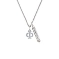 thumbnail image 2 of Delight Jewelry Silvertone Large Greek Letter - Phi - Silvertone Guardian Angel Bar Charm Necklace, 23", 2 of 4