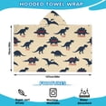 thumbnail image 2 of Beige Dinosaurs Names Pattern Hooded Bath Towel，50"x30" for Ages 3 To 12 Kids, Quick Dry Lightweight Soft Microfiber Hood Beach Towel Cover Up for Kids, 2 of 7