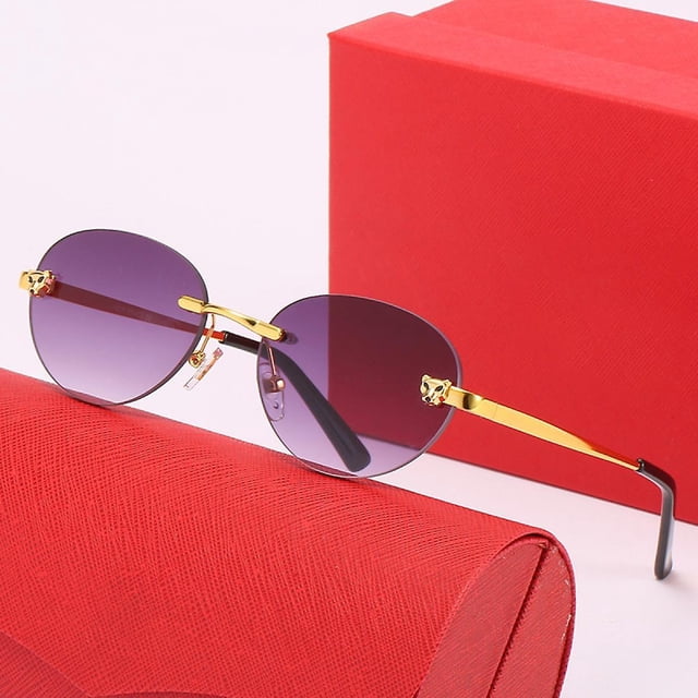 Gafas de sol clásicas sin montura para mujer, gafas redondas sin montura para hombre, gafas ultraligeras UV400