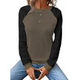 thumbnail image 2 of Women'S Solid Color Lace Trim Long Sleeve T-Shirt Round Neck See Through Casual Elegant Top Green S, 2 of 8