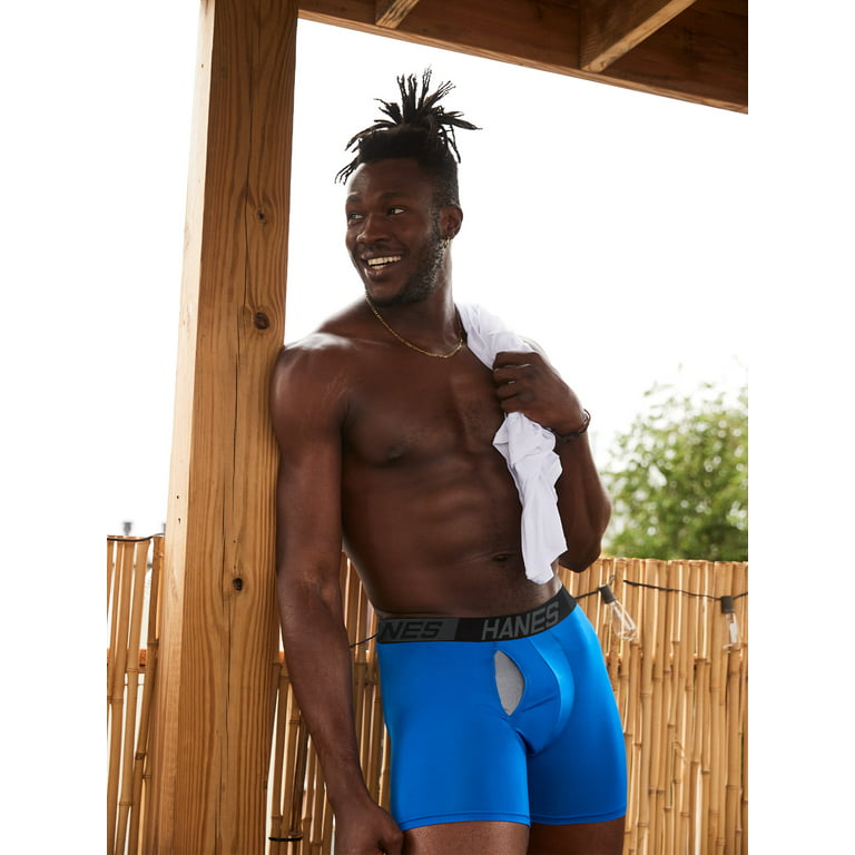 UFM Mens Underwear, 6 Inch Inseam Poly-Spandex Mens Boxer Briefs,  Adjustable REG Support Pouch Mens Boxers, 48-50(3XL) Waist, Gray 